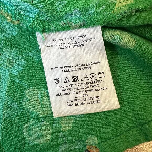MEADOW RUE ANTHROPOLOGIE Bon Voyage Wrap Blouse Green Floral SS Boho - Picture 10 of 12